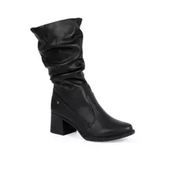 Bota Mississipi de Cano Médio com Salto Bloco - Preto