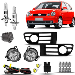 Kit Farol De Milha Neblina Auxiliar Farolete Cibie Completo Volkswagen Zoinho Zoiao Polo 2003 2004 2005 2006
