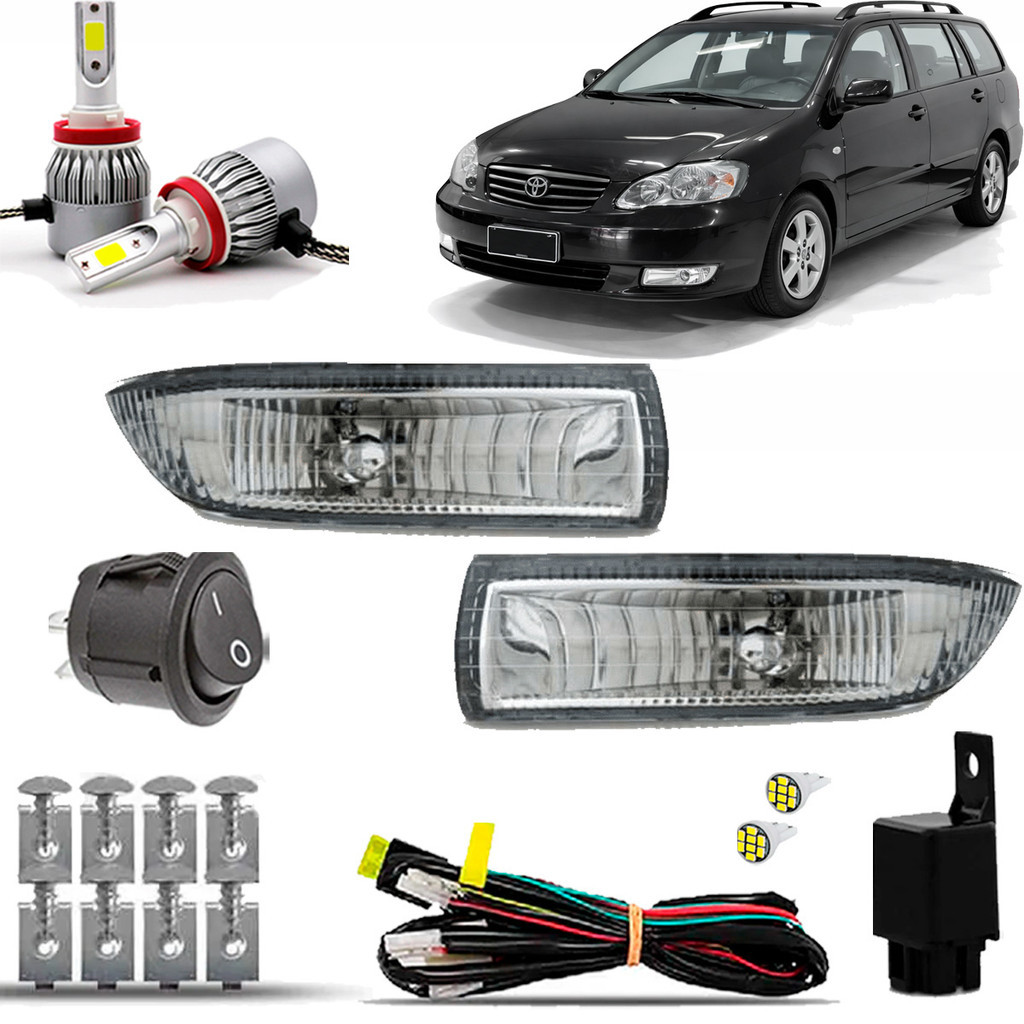 Kit Farol Milha Neblina Auxiliar Farolete Cibie Completo Toyota Fielder 2005 2006 2007 Super Led 6000K