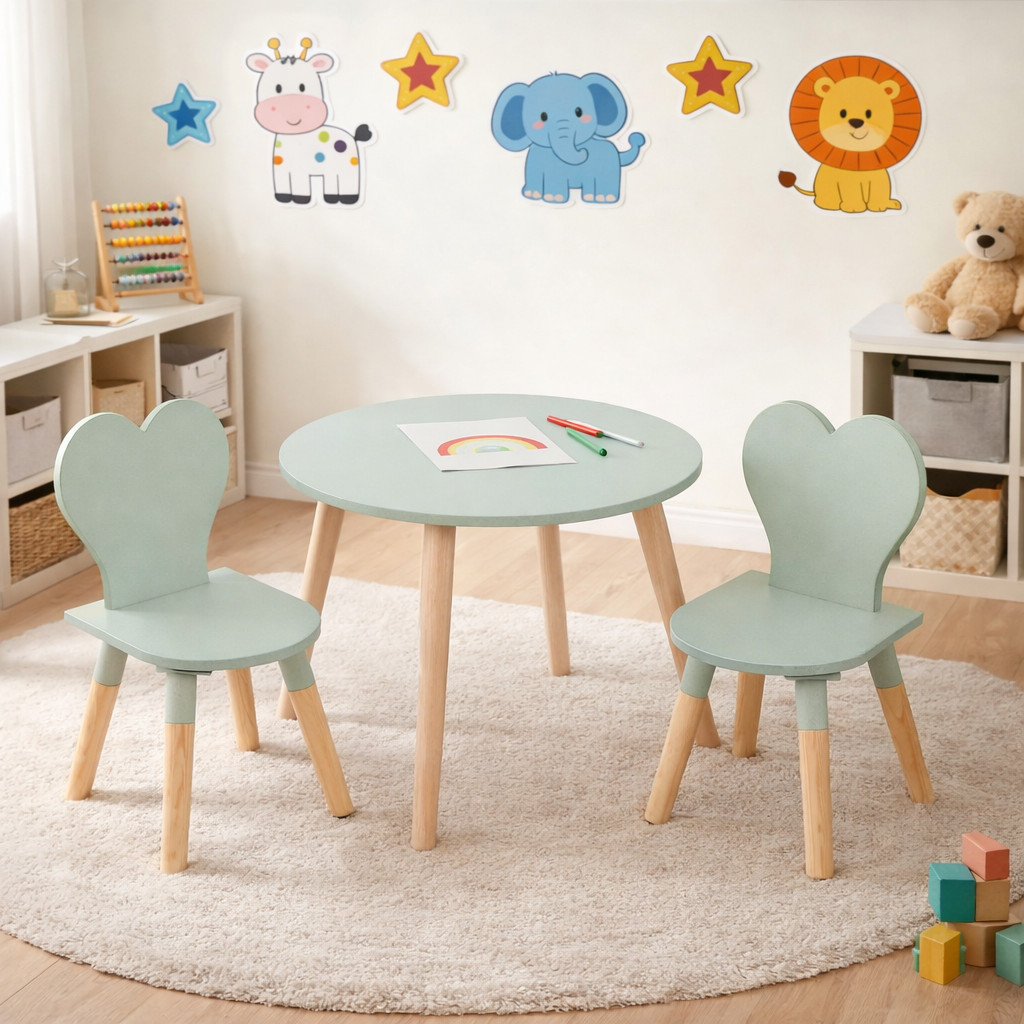 Mesa Infantil com 2 Cadeiras Multifuncional MDF Madeira para Atividades e Leitura ON-SM029