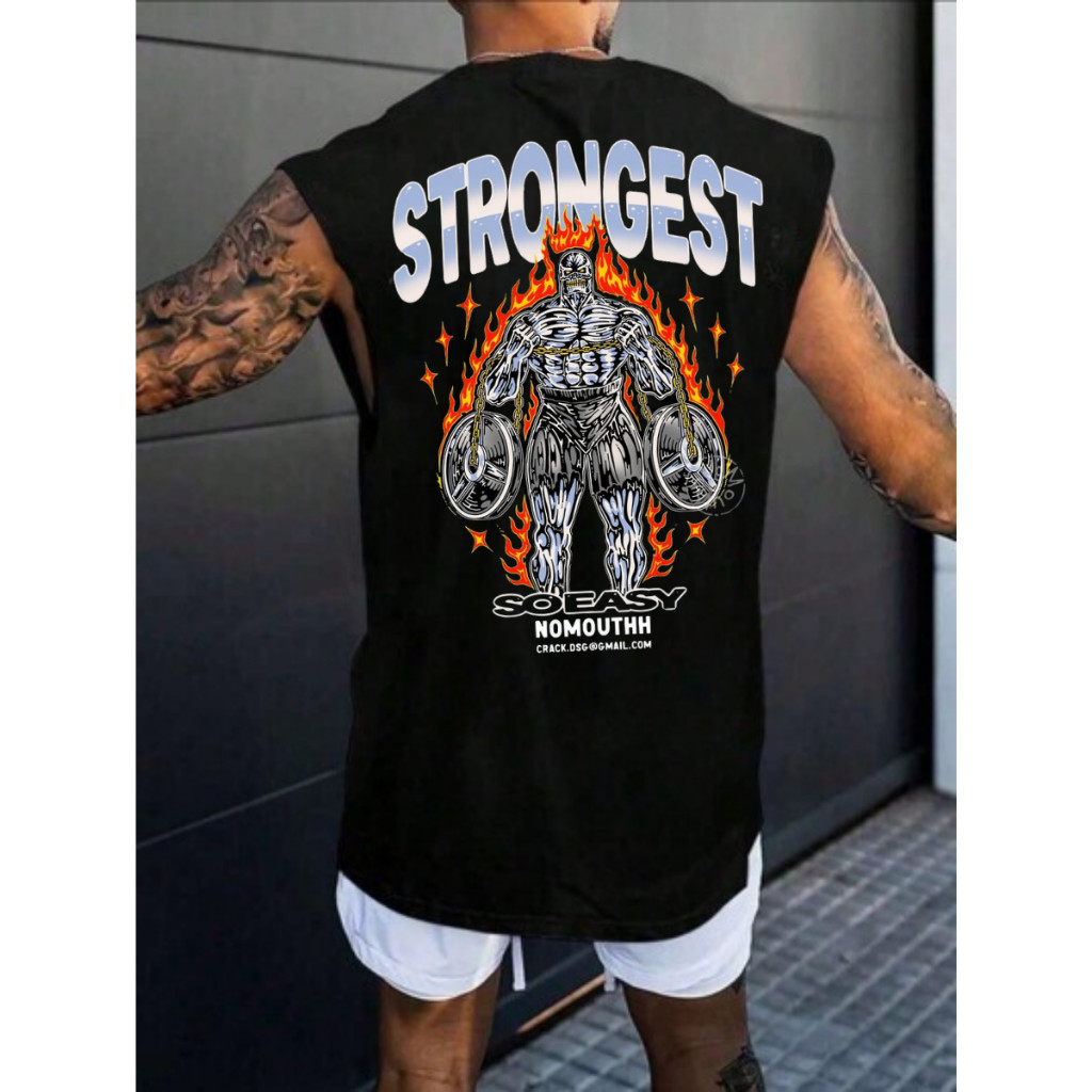 Camisa Regata Treino Academia Oversized Streetwear Estampada Camiseta Masculina