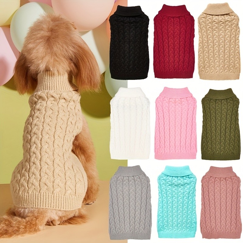 Suéter Casual de Duas Peças para Cães Teddy Bichon, Elástico, Cor Sólida, Multiestilo, Tricô Torcido Completo, Confortáv
