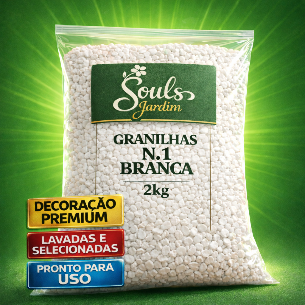 Pedrisco Branco 2kg Natural Granilha Vasos Jardim Aquário e Suculentas Souls Jardim
