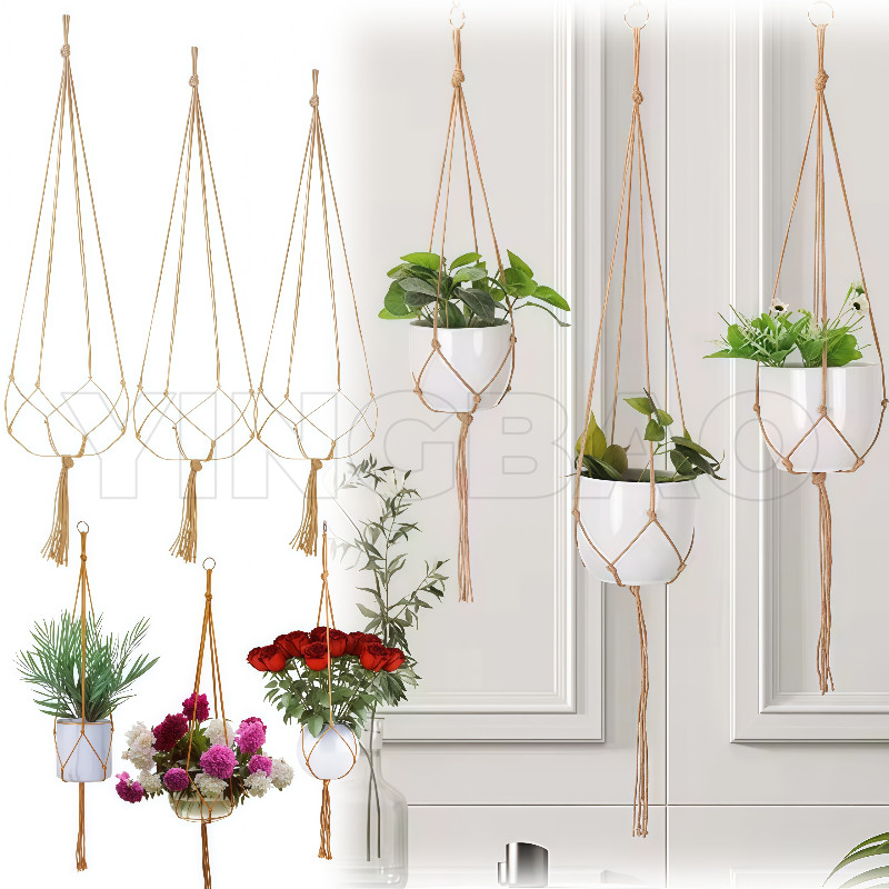 5 Pacotes De Cabides De Plantas Macrame , Suporte De Planta Suspenso Interno , Cestas Suspensas Para Vasos Pequenos , De