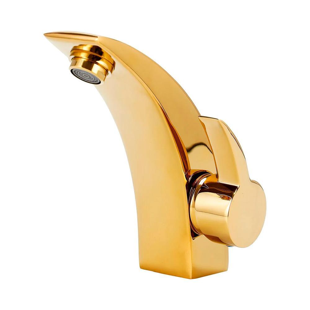 Torneira Para Banheiro Misturador Monocomando Baixa Meriti Pingoo - Dourado