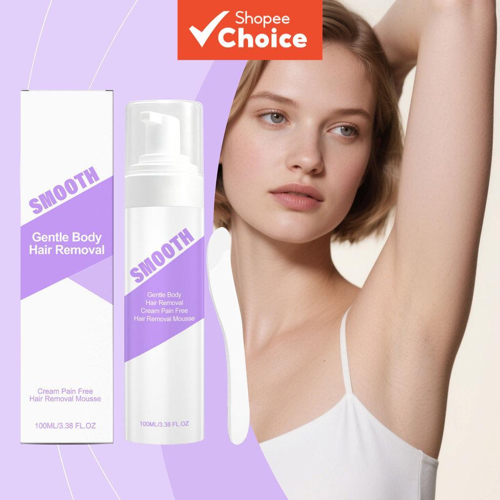 Espuma Depilatória Suave com Tioaticos de Cálcio e Glicerina - Depilação Suave para Pernas e Corpo - Inclui Espátula