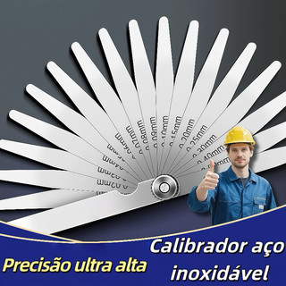 Kit 13 Lâminas Calibre de Folga 0,05-1,00mm Métrico/Imperial Cobre - Ferramenta de Precisão