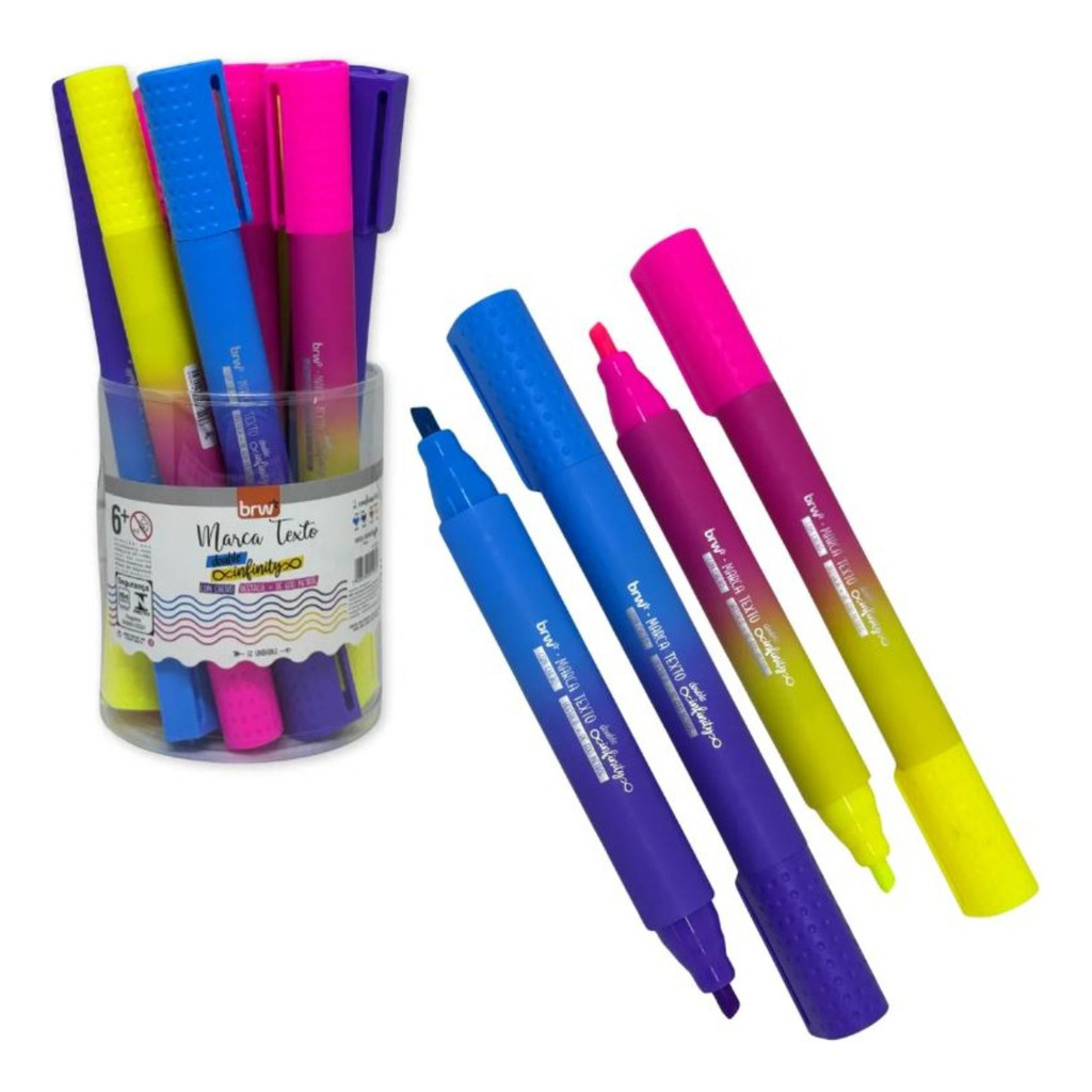 Kit 2 Marca Texto Brw Double Infinity 4 Cores Neon Cheirinho
