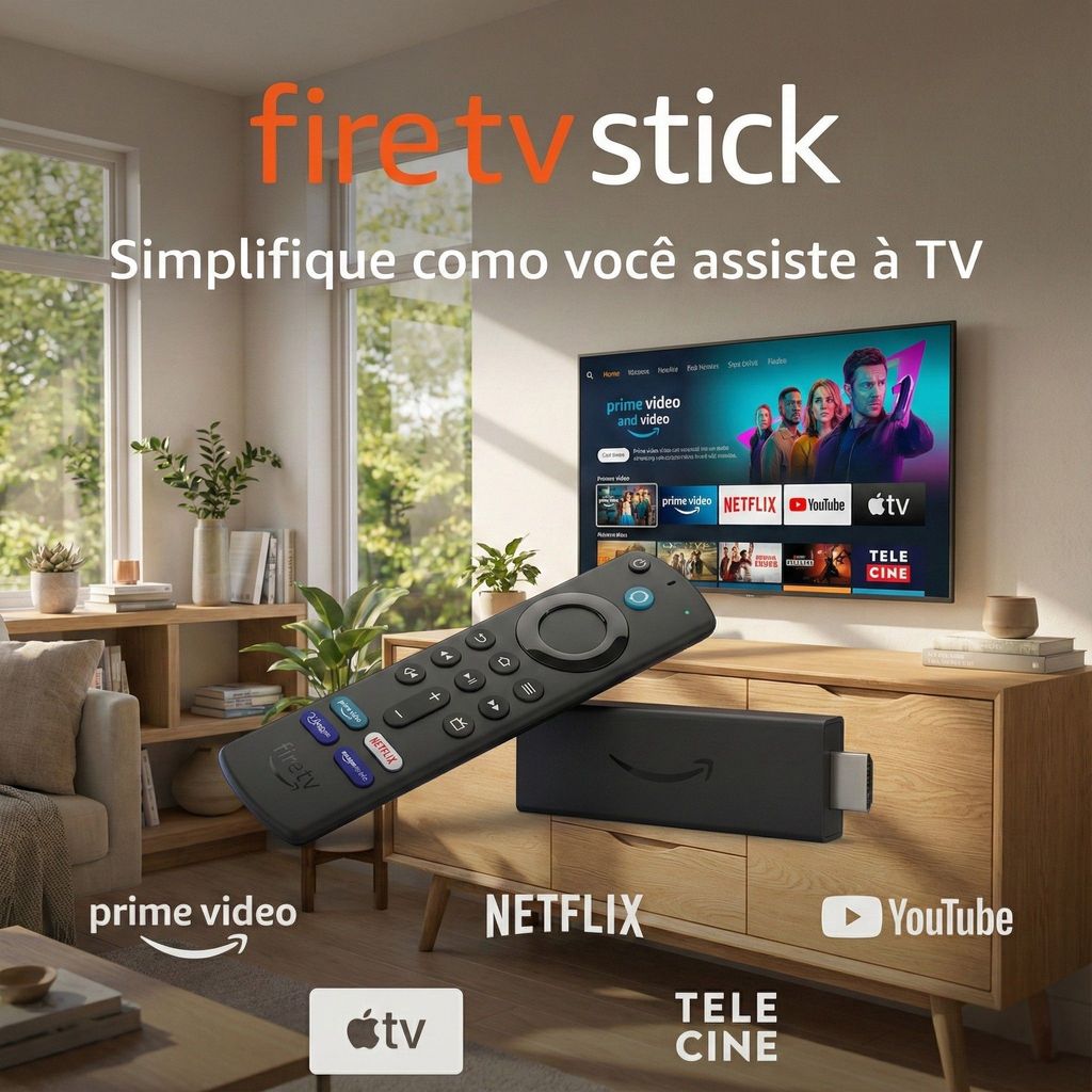 Aparelho Fire TV Stick Amazon Full HD com Controle Alexa 3ª Geração