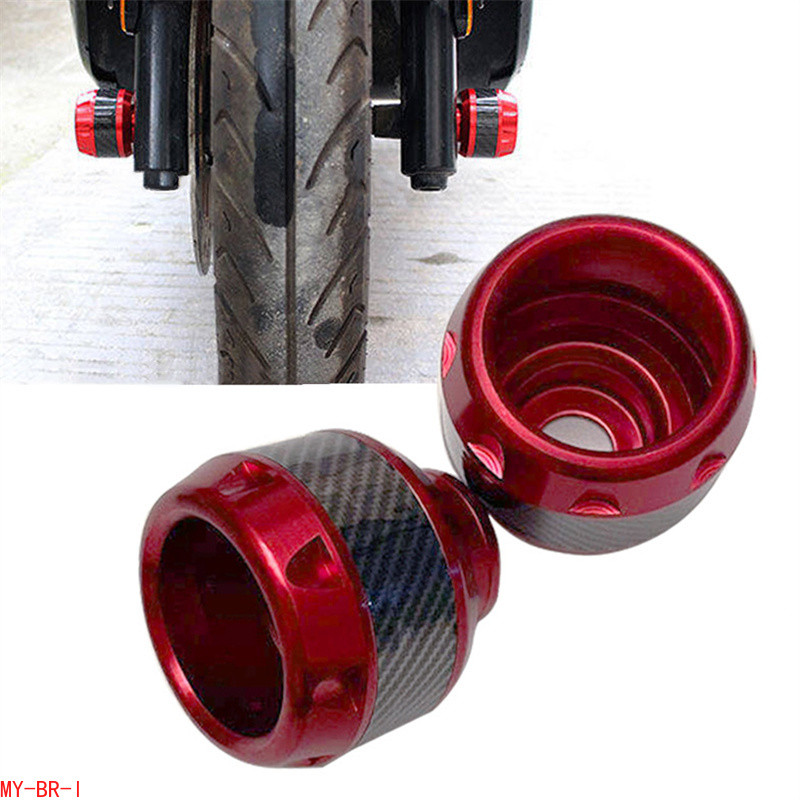 [Meutf .] Um Par De Capas De Garfo Dianteiro De Motocicleta De Fibra De Carbono , Almofadas Deslizantes De Quadro Univer