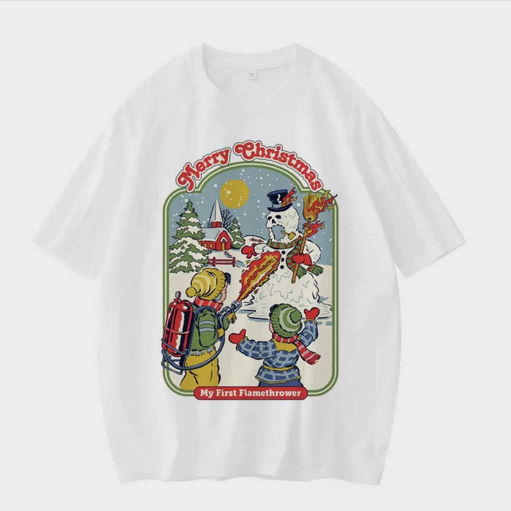 Camiseta Fire in Merry Christmas - [Limitada Exclusiva] Blusa divertida estampada natal camisa alternativa