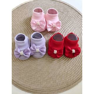 kit c/3 sapatinho de bebê recém nascido maternidade em malha luxo menina em Oferta na Shopee