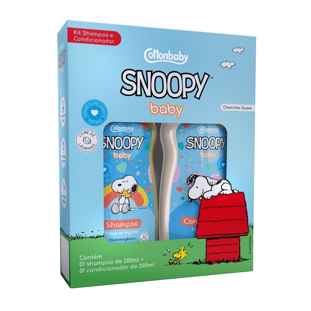 Shampoo + Condicionador Cotton Baby Snoopy Baby Toque Algodão 200ml