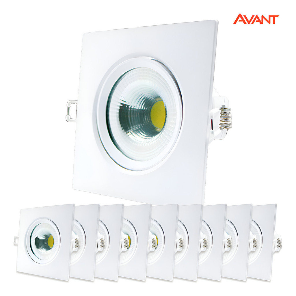 Kit 10 Spot Led 5w Embutir Quadrado Avant 4000k Authentic