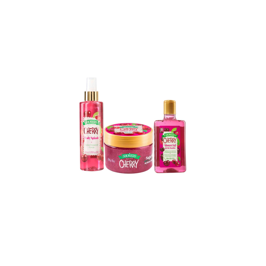 Kit Body Splash + Shower Gel + Sugar Scrub Cherry 800g - Showers Wever