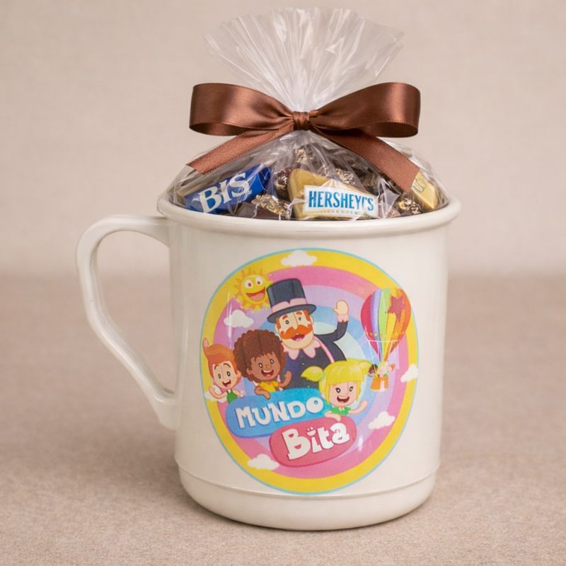 kit lembrancinha festa aniversário 30 canecas de plástico BPA FREE personalizada tema mundo Bita  presente infantil