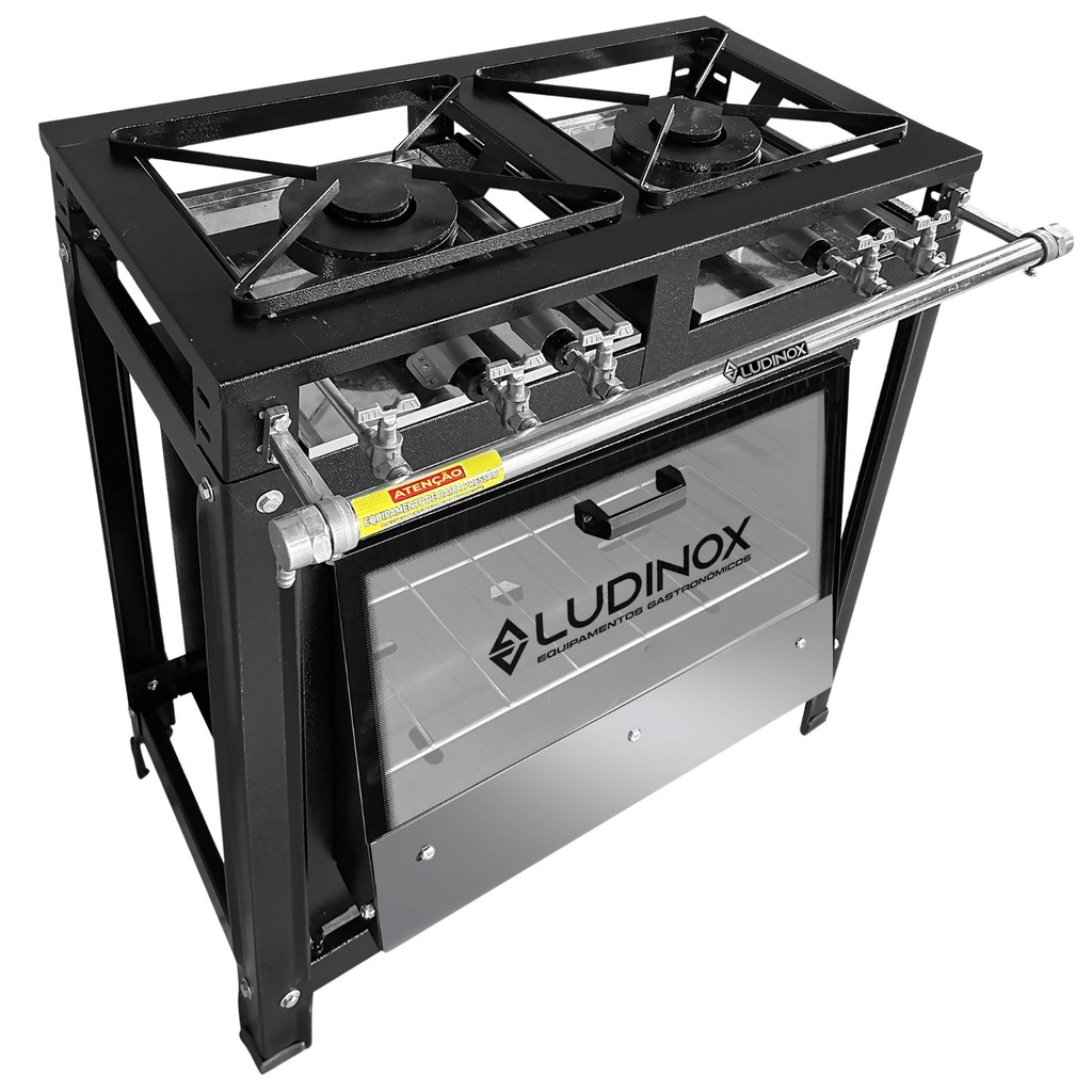 Fogão 2 Boca 30x30 Baixa Pressão Com Forno 60 Litros