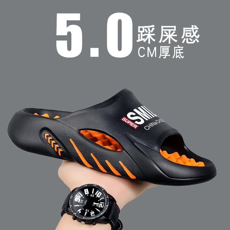 Chinelos masculinos verão exterior usar massagem antiderrapante pisando em sandálias de merda chinelos casuais de sola g em Oferta na Shopee