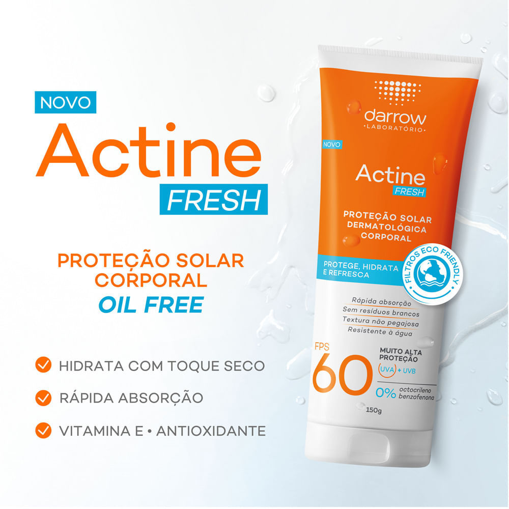 Detalhes do Protetor Solar Actine Fresh Corporal FPS 60 150g