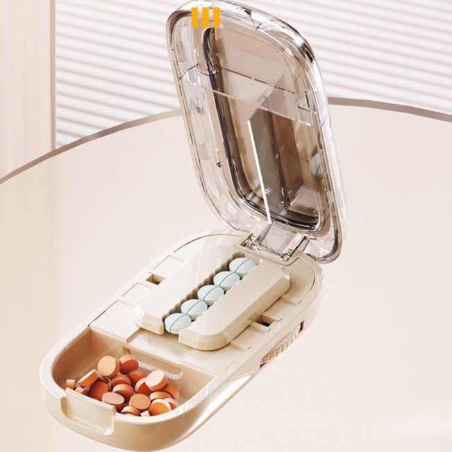 Cortador de comprimidos ajustável 1/2 e 1/4, divisória antipoeira e caixa de classificação em Oferta na Shopee