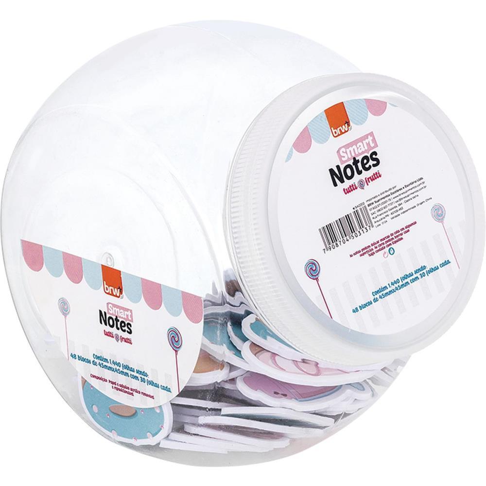 Bloco de Recado Autoadesivo SMART Tutti Frutti 45X45MM 30 Folhas Pote com 48 Unidades