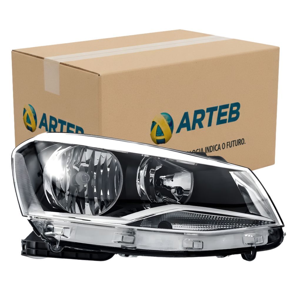 Farol Volkswagen Gol/voyage/saveiro G6 2013 Ate 2016 Lado Direito Foco Duplo e Mascara Cromada Arteb