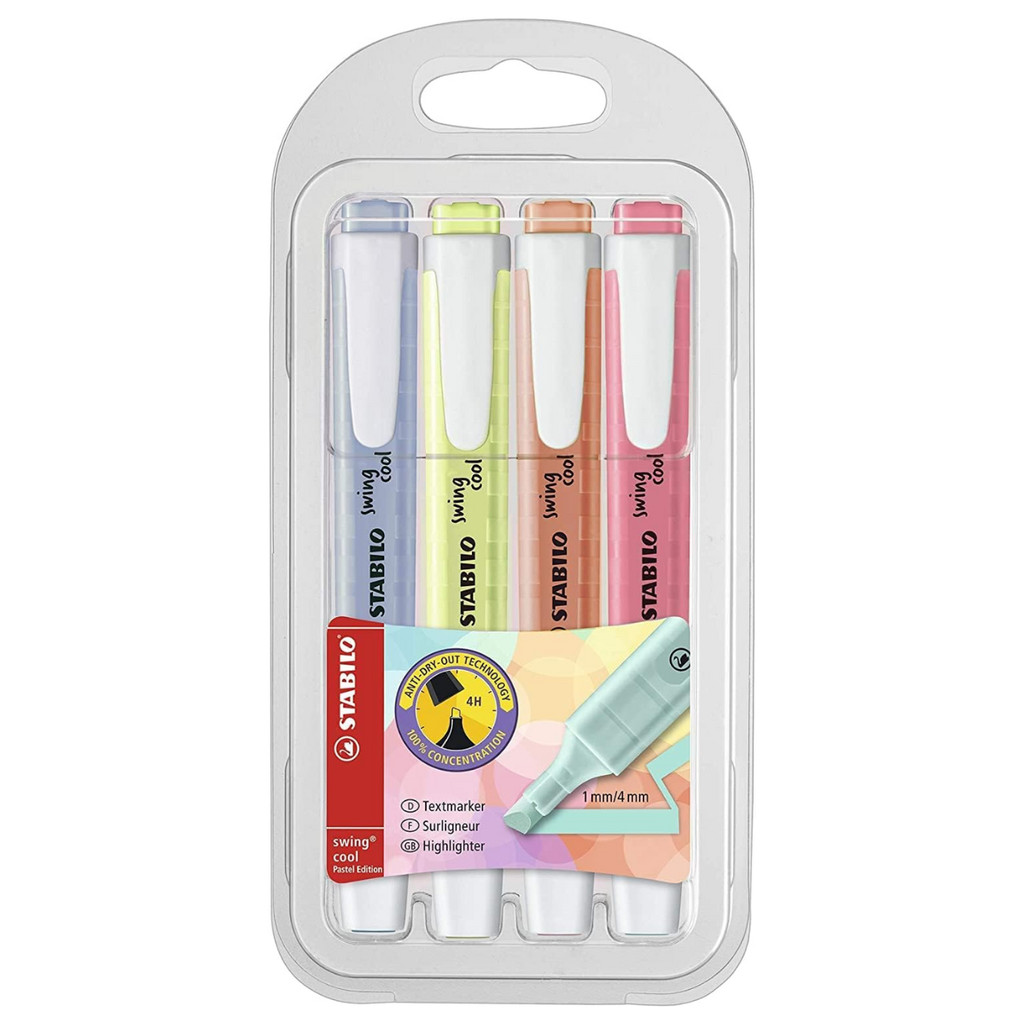 Marca Texto Stabilo Swing Cool 4 Cores Pastel