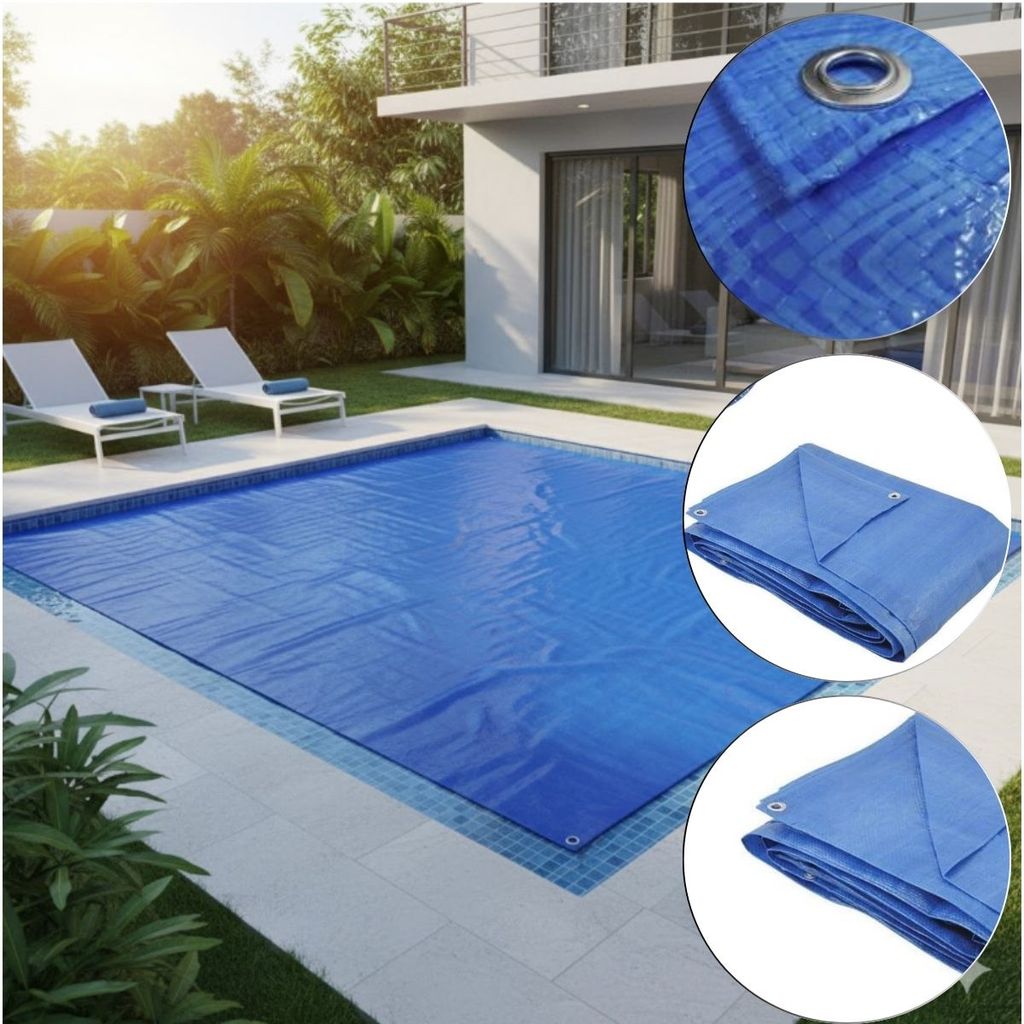 Lona 3x3 Metros piscina cobertura Reforçada azul Encerado 100 Micras toldo