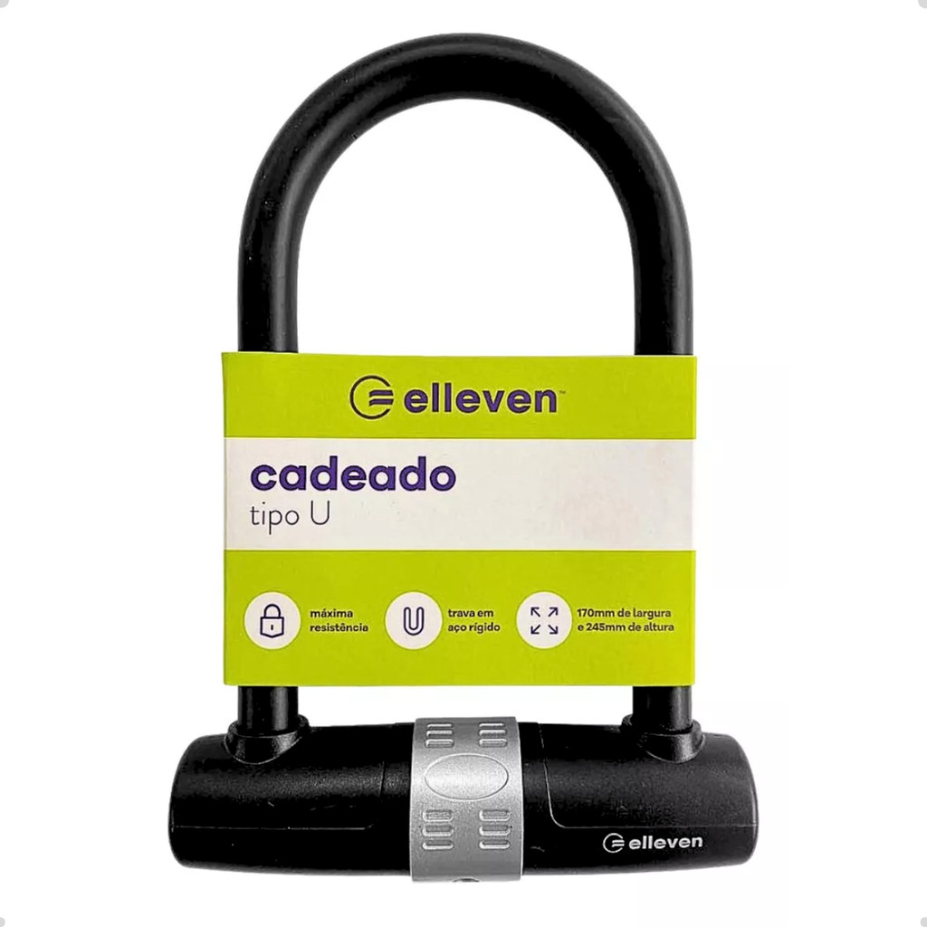 Cadeado U-Lock para Bike e Moto Elleven 170x245mm Aço Reforçado Trava Antifurto Bicicleta Moto em Oferta na Shopee