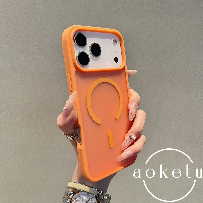 Laranja De Alta Qualidade Adequado Para iPhone 17 Capa De Telefone Sucção Magnética Apple 17 promax Pele Sentir Fosco 17