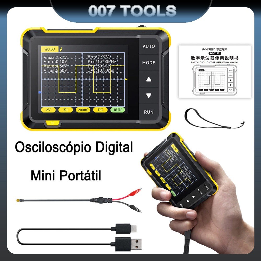 Osciloscópio Digital Com Tensão De 400v 200khz Portátil