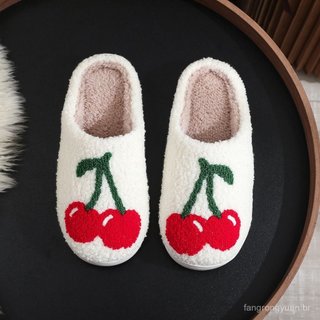 Chinelos de algodão transfronteiriços para Halloween, homens, mulheres, casa, inverno, cereja, lua, relógio, chinelos de