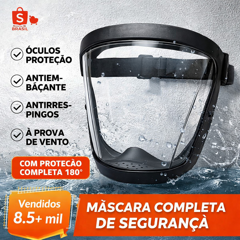Protetor Facial Completo Transparente Antiembaçante à Prova de Vento Óculos de Segurança com Ajuste