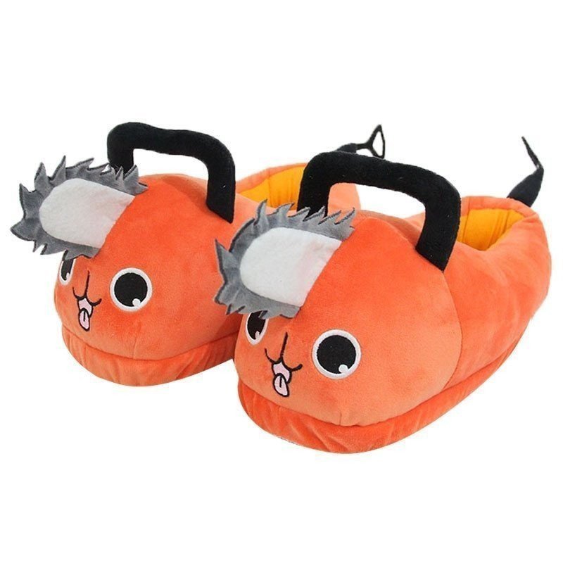 28cm Chinelos de Pelúcia Pochita do Anime Japonês Chainsaw Man, Fantasia de Cão Diabo, Sapatos de Cosplay para Homens e 