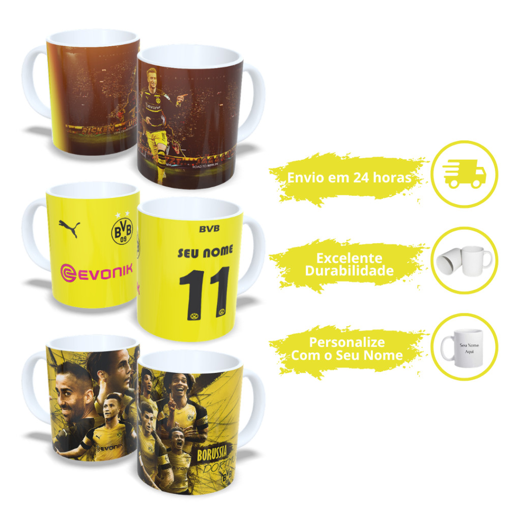 Caneca Personalizada do Borussia Dortmund! Vários Modelos Diferentes! Promoção Especial!
