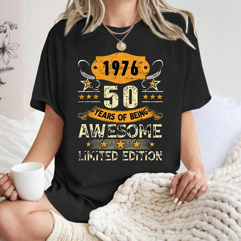 [Camiseta Premium Algodão Puro]LA T-Shirt Anos 70 Vintage Feminino, Comemorativo 50 Anos, Estampa Retrô, em Algodão, Ide