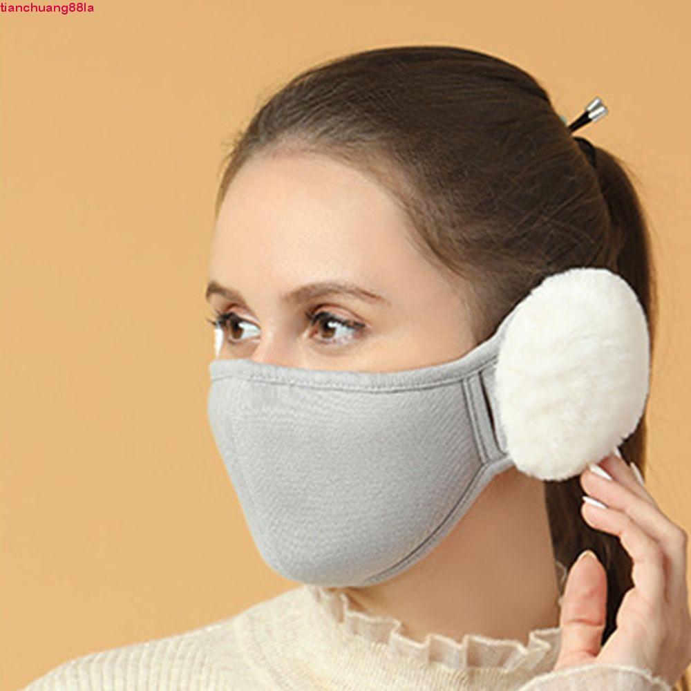 TIANCHUANG 2 Em 1 Earmuffs Máscara Térmica Ao Ar Livre Aquecedor De Orelha Equitação Velo À Prova De Vento Acessórios De