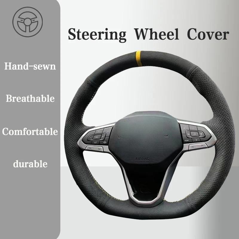 Capa De Volante De Camurça Para Volkswagen VW Atlas Golf 8 Mk8 Jetta Passat B9 Tiguan Alça Interior Acessórios Do Carro