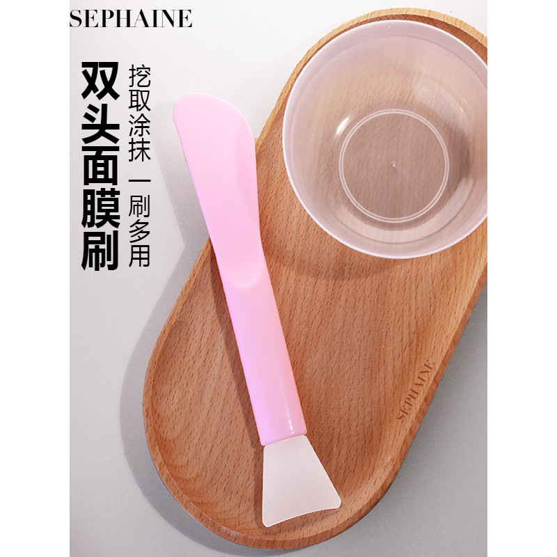 Conjunto de máscara de Silicone dedicado diy máscara de lama aplicar limpo Facial escova de duas cabeças raspador ferram