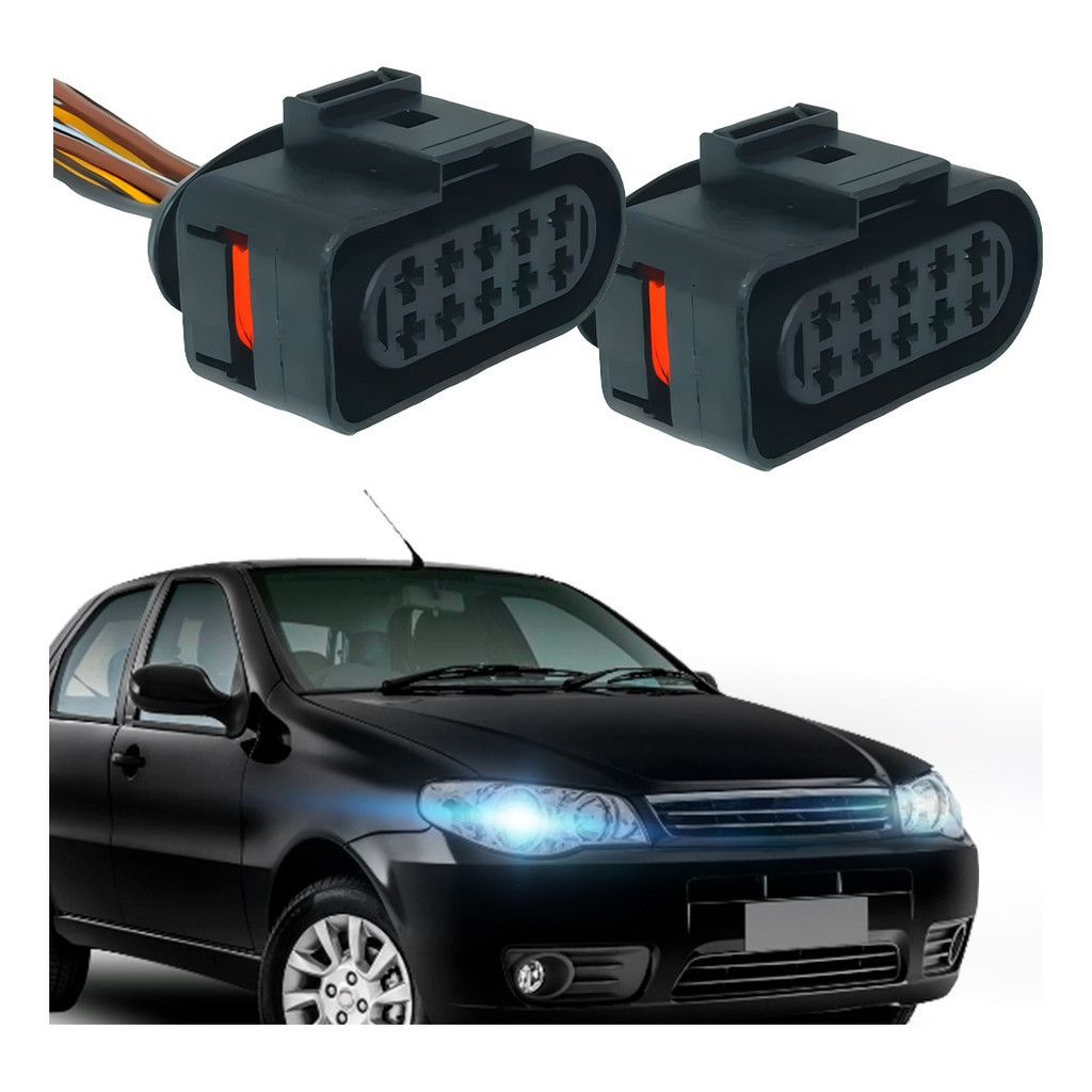 02- Plug Chicote Conector Femea10 Vias Farol Fiat Palio