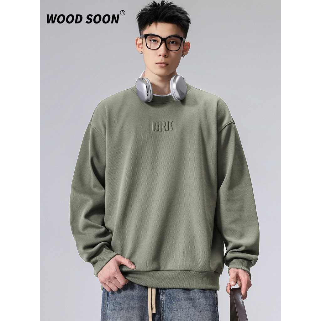 Woodford moletom primavera masculino casal Casual solto em torno do pescoço camiseta outono inverno estilo escovado engr