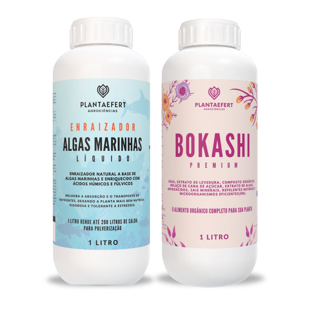 Adubo Para Orquídeas Kit Enraizador Algas Marinhas e Bokashi Premium Auxilia Raízes Ativas e Mais Vigor