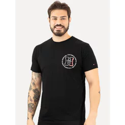 Camiseta Tommy Hilfiger Original Columbus H Roundle Logo Preta