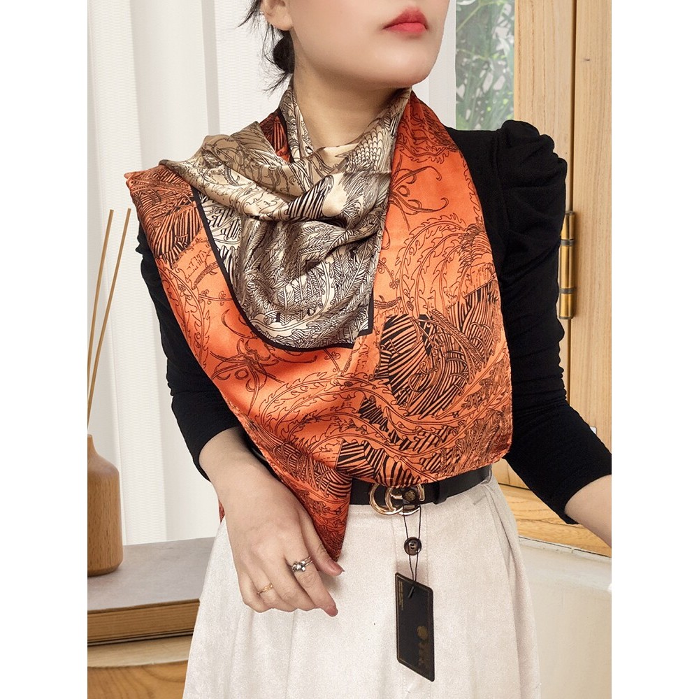 110CM grande lenço quadrado lenço de seda Regent brocado cachecol feminino primavera outono inverno novo estilo moda mãe