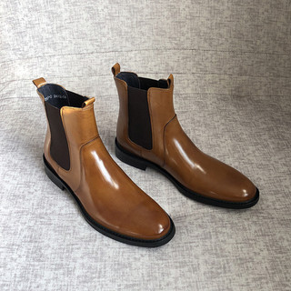 Outono inverno botas de couro masculinas de cano alto couro genuíno sapatos masculinos britânicos Chelsea botas masculin