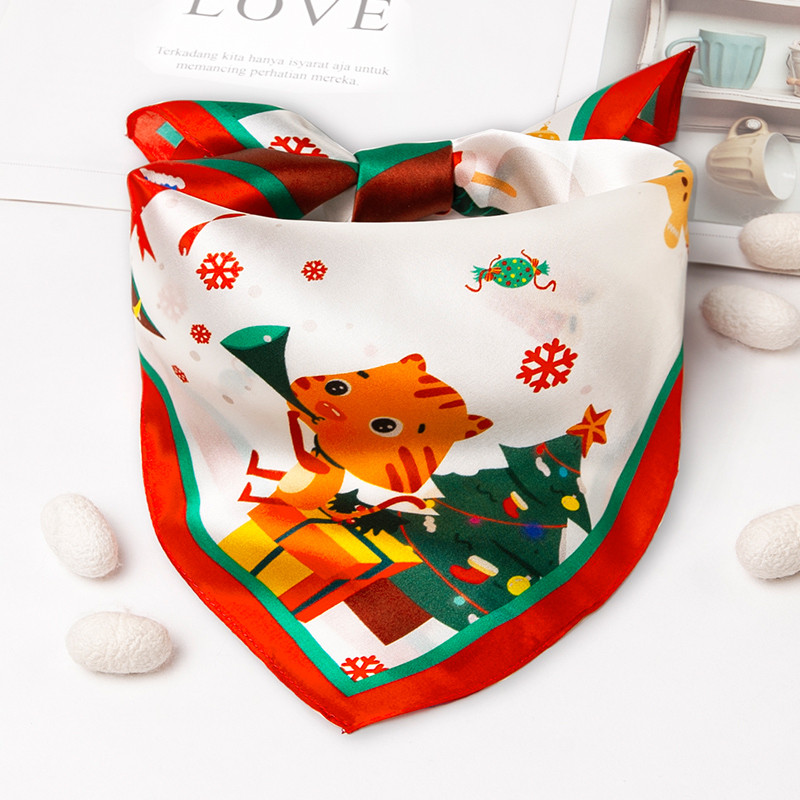 Crianças natal seda pequeno lenço quadrado inverno bebê amoreira lenço de seda menina lenço de seda menino bebê triângul