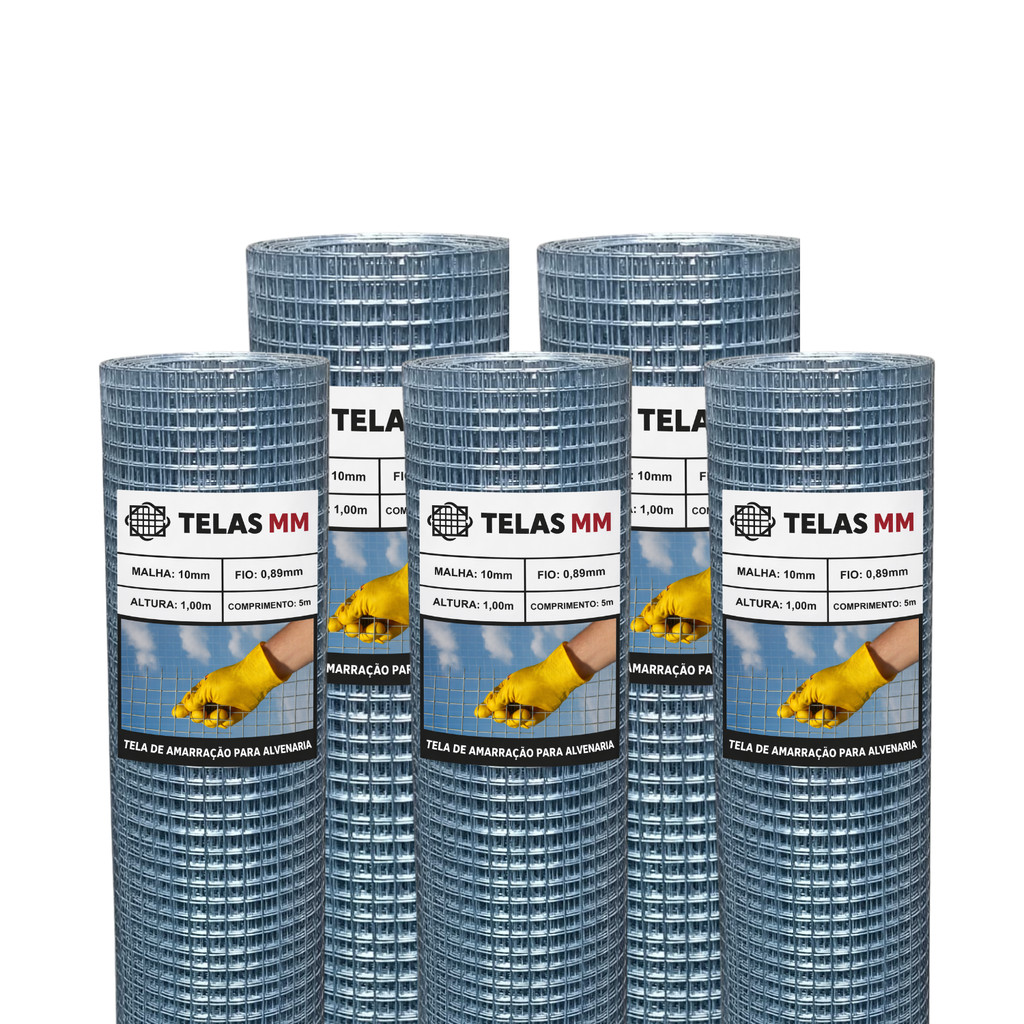 Tela Soldada 10mm Portões Pets Jardim 5m X 1,00m 5 Rolos