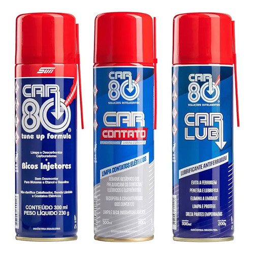 Kit Descarbonizante + Limpa Contato + Desengripante Car80