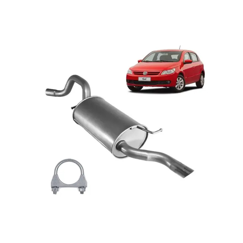Escapamento Silencioso Traseiro Gol 1.0 8V G5 Flex 1999 Até 2017, Gol 1.0 8V G6 Flex 1999 Até 2017.