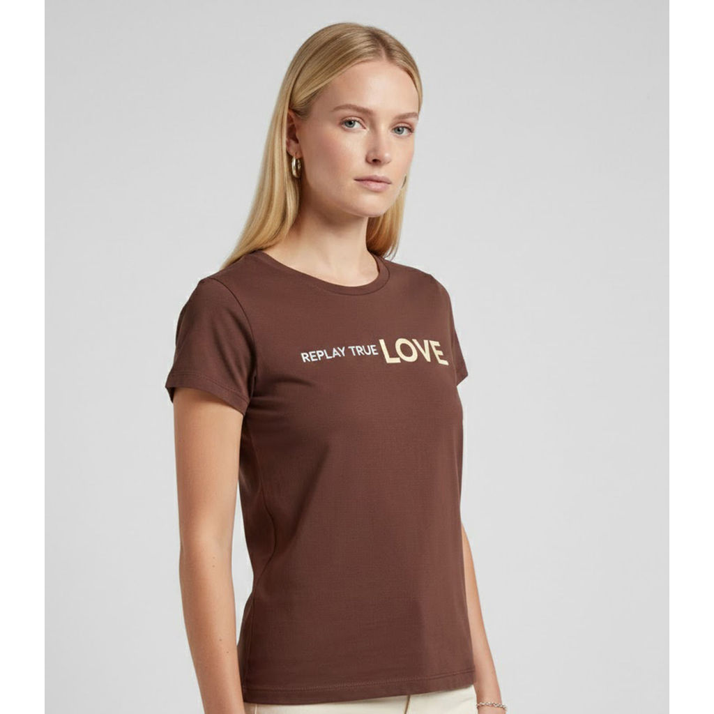 Blusa Feminina Cotton Com Estampa Infinita Cor Marrom em Oferta na Shopee